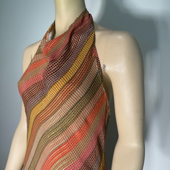 Conditions Apply Stripe Multicolor Halter Midi Dress Women’s Size Large Petite - Picture 8 of 12